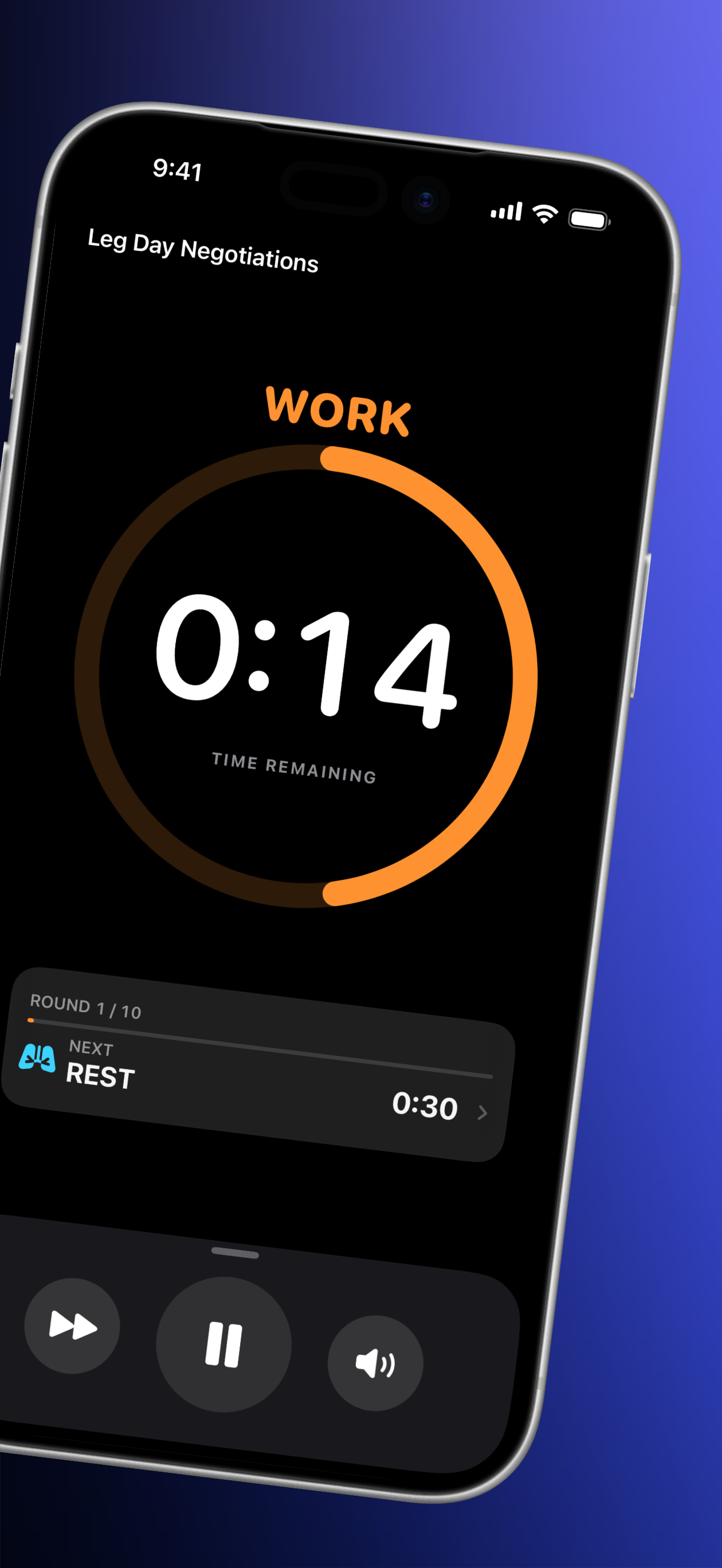 FourEver running a work interval on iPhone